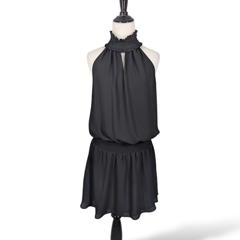 Amanda‎ Uprichard Mini Dress S Kimmie Smocked  Black Witchy Party Event